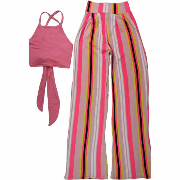 Cocktail Top & Loose Printed Pant Set